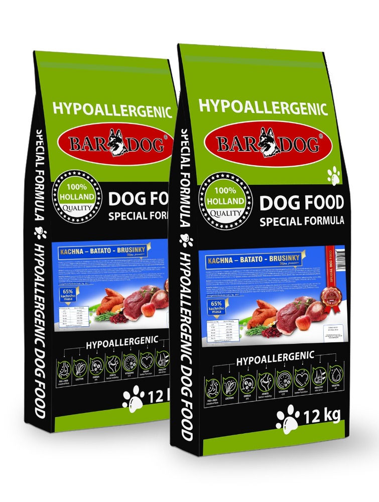 BARDOG Lisované krmivo KACHNA – BATATO – BRUSINKY 2 x 12 kg